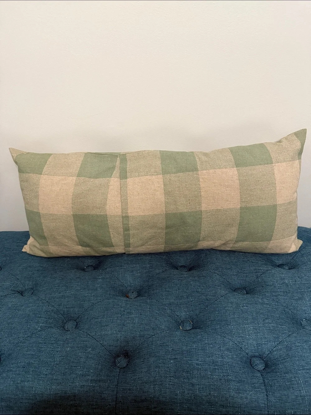 Green and Beige Buffalo Check Lumbar Pillow